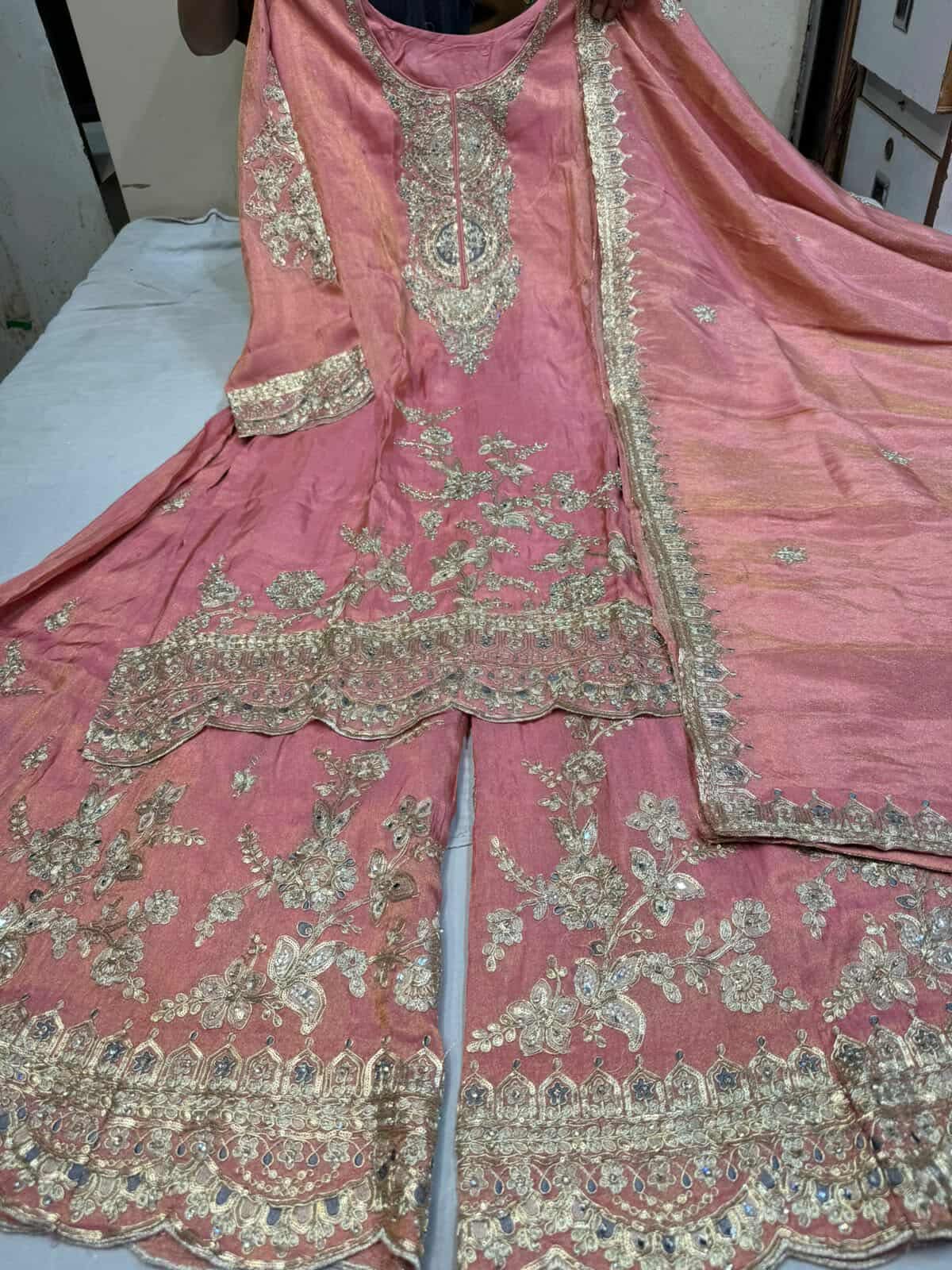 Salmon Pink Sharara Set