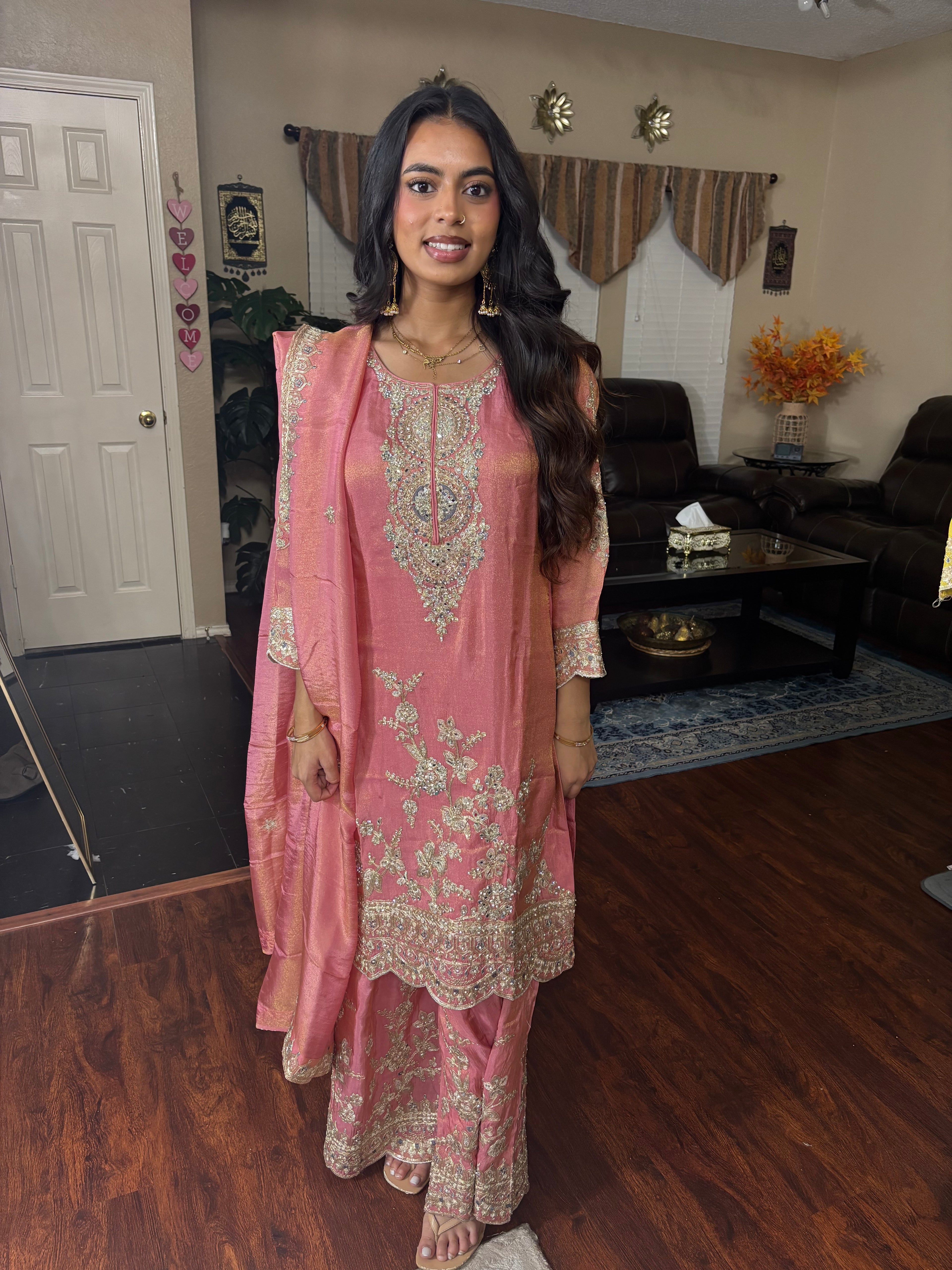 Salmon Pink Sharara Set