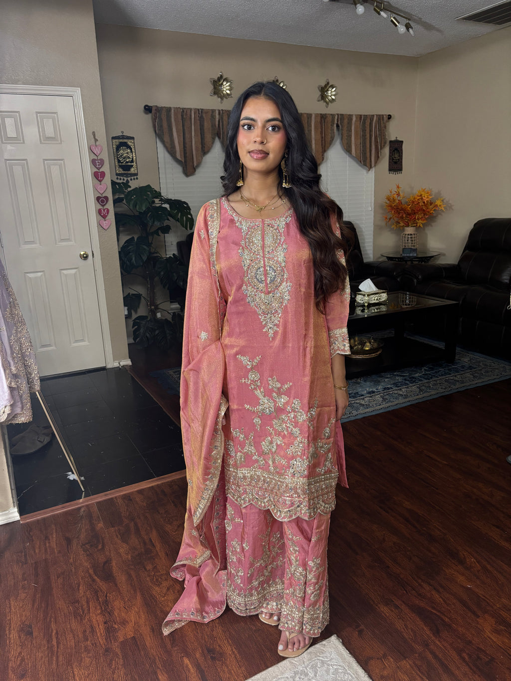 Salmon Pink Sharara Set