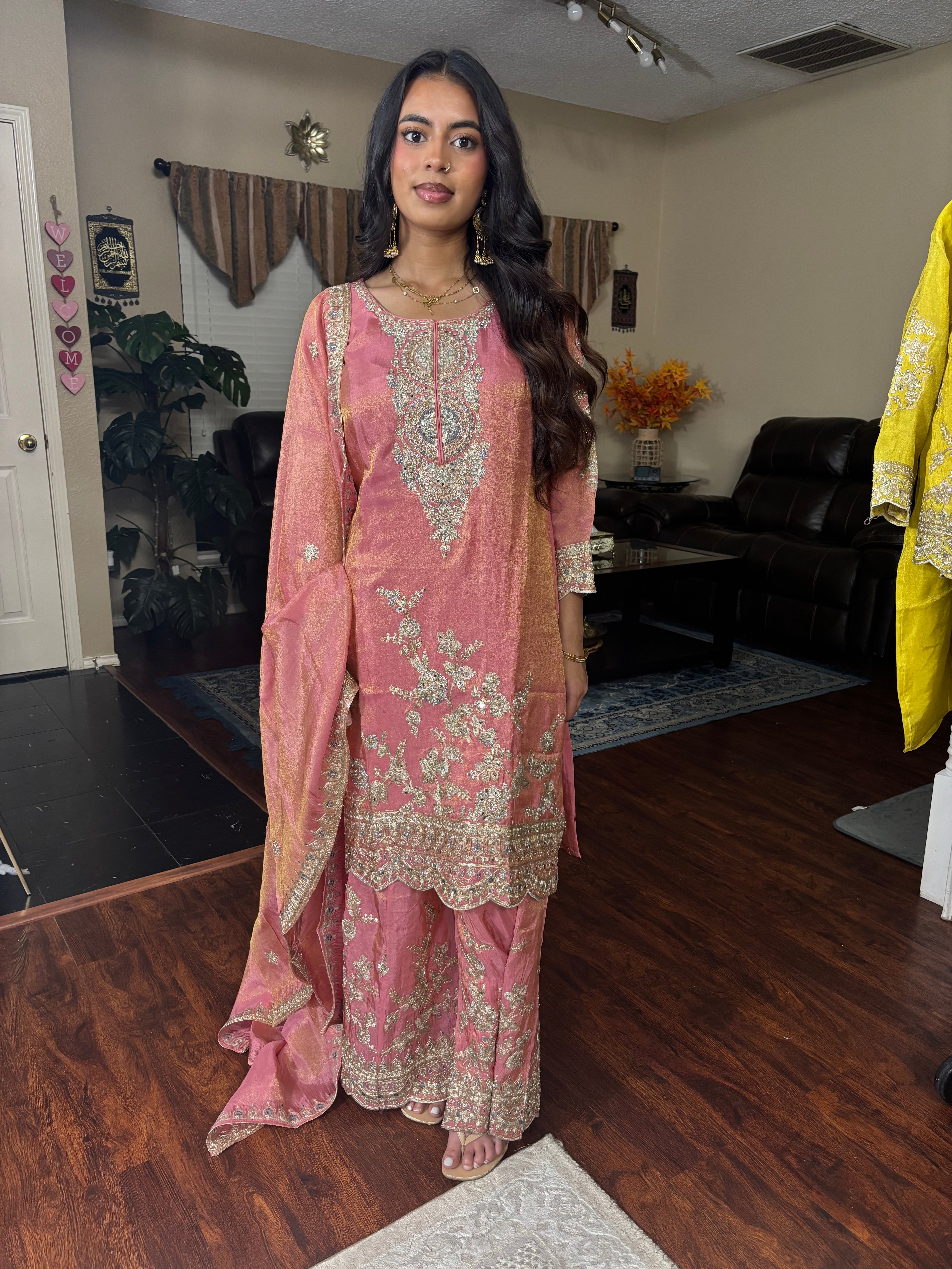 Salmon Pink Sharara Set