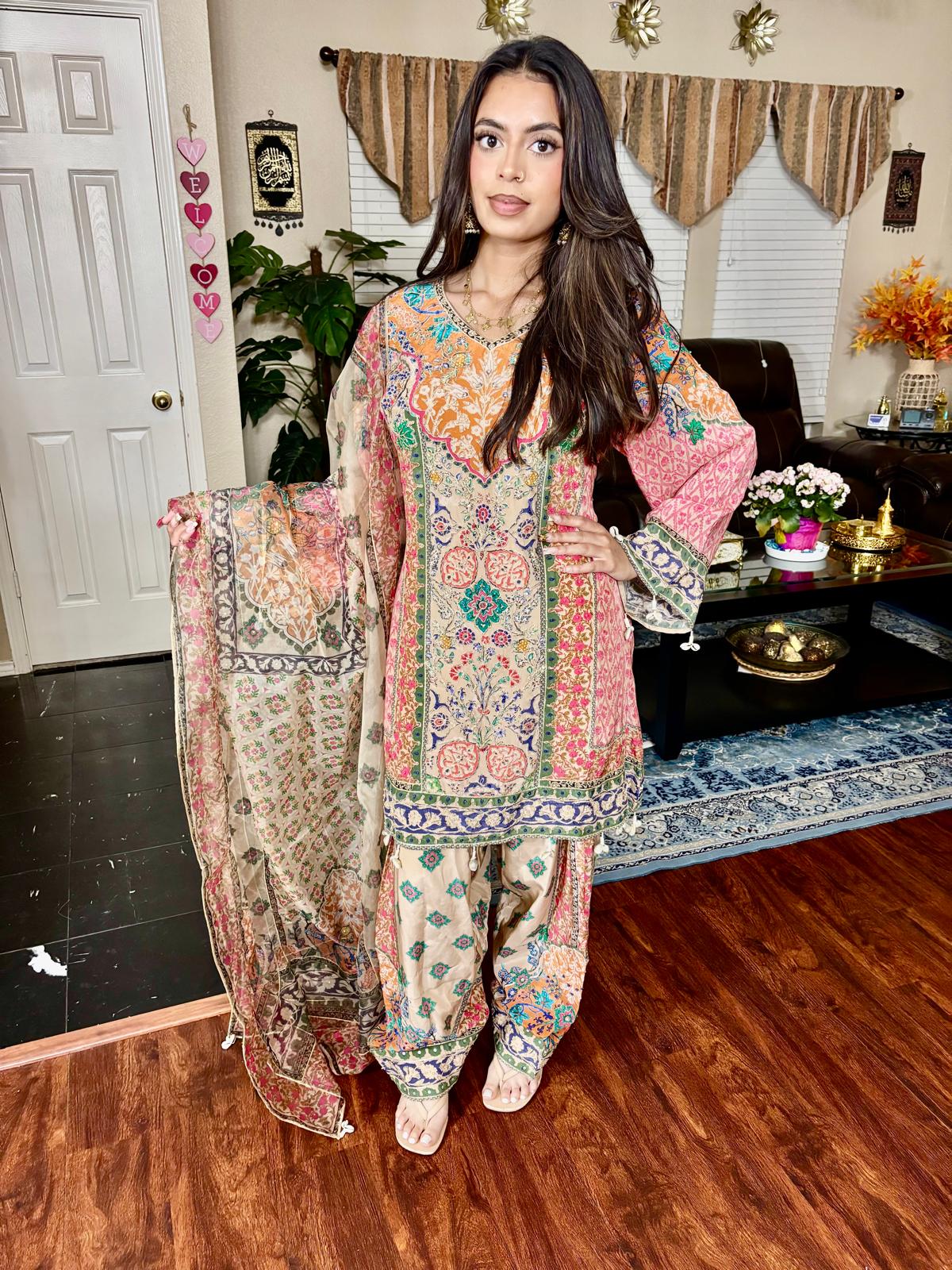 Multicolor Floral Print Salwar Suit