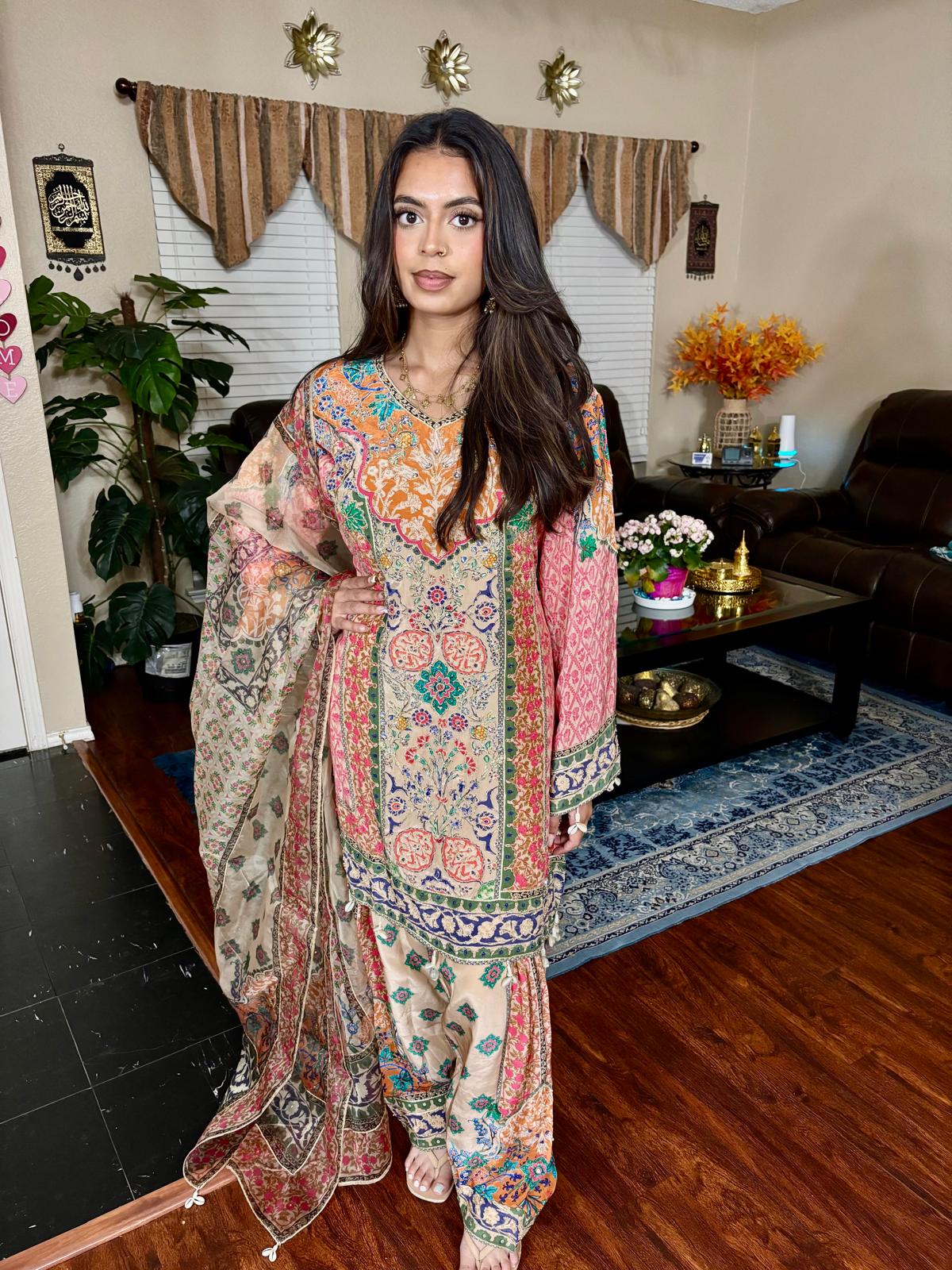 Multicolor Floral Print Salwar Suit