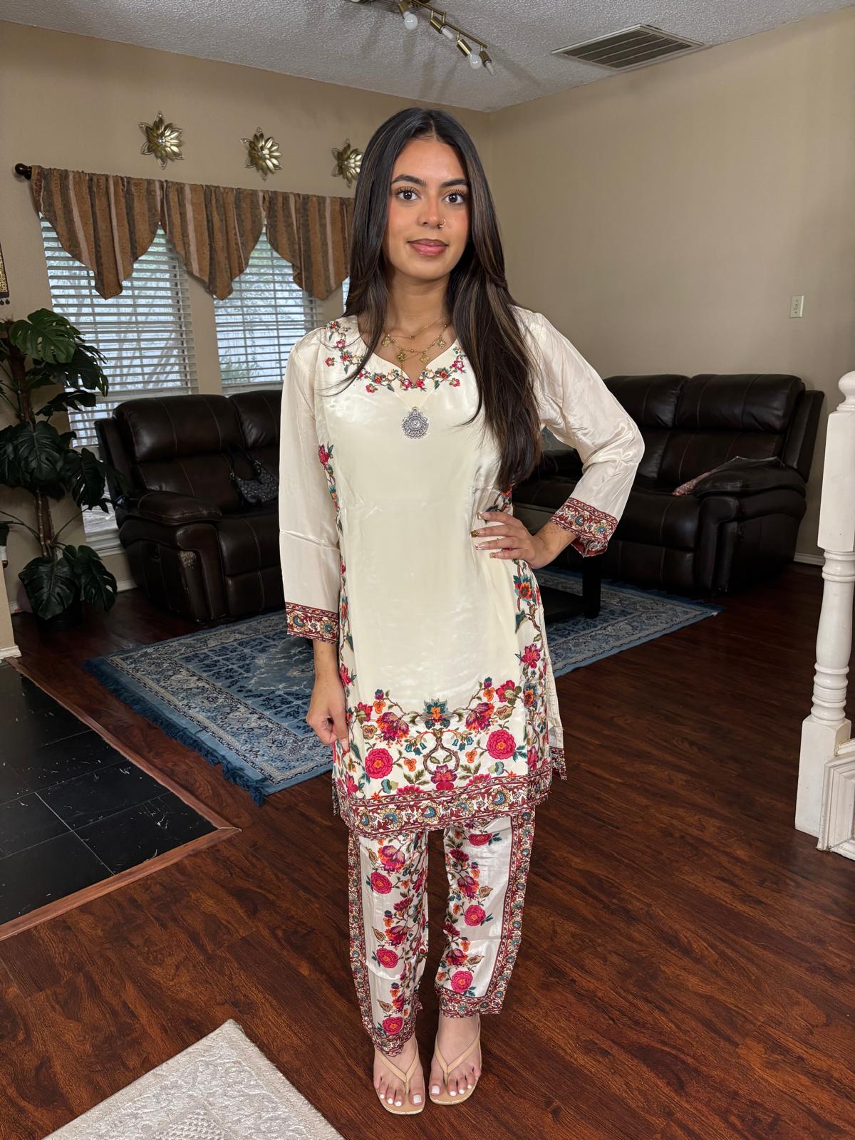 Ivory Floral Print Co-Ord Set