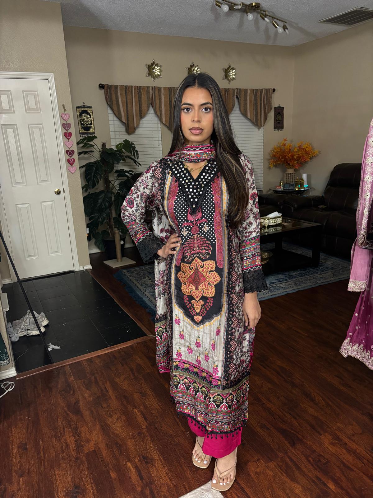 Multicolor Ethnic Digital Print Suit
