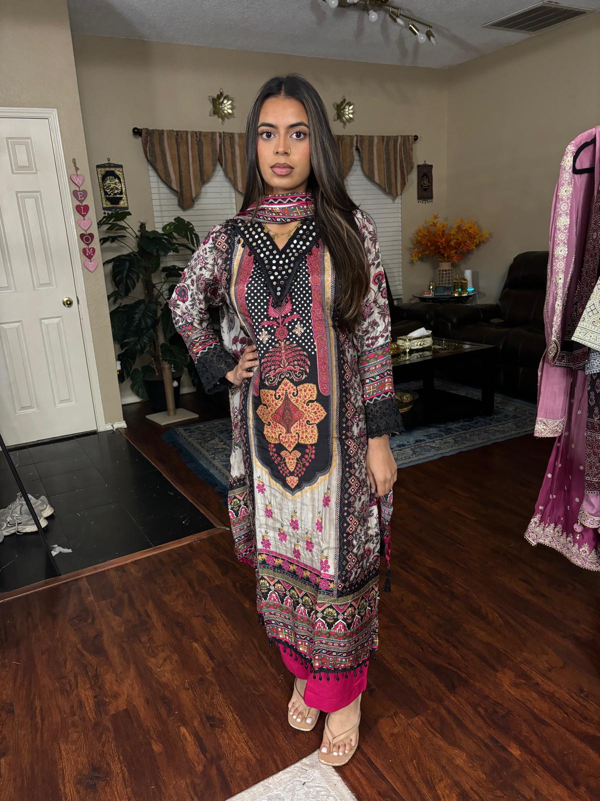 Multicolor Ethnic Digital Print Suit