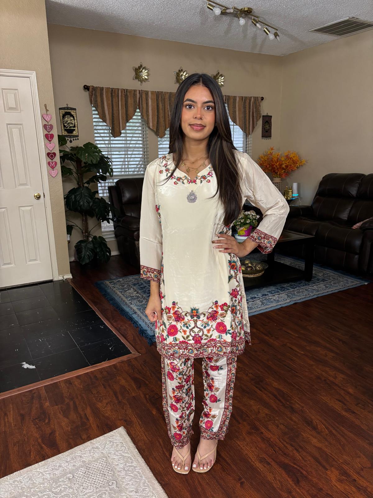 Ivory Floral Print Co-Ord Set