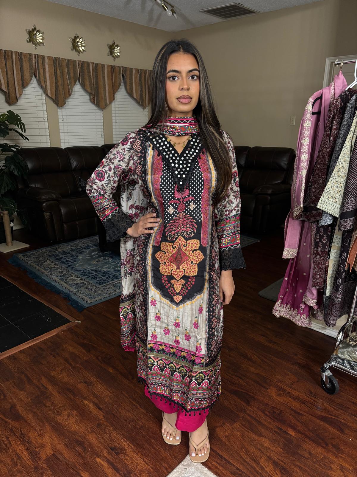 Multicolor Ethnic Digital Print Suit