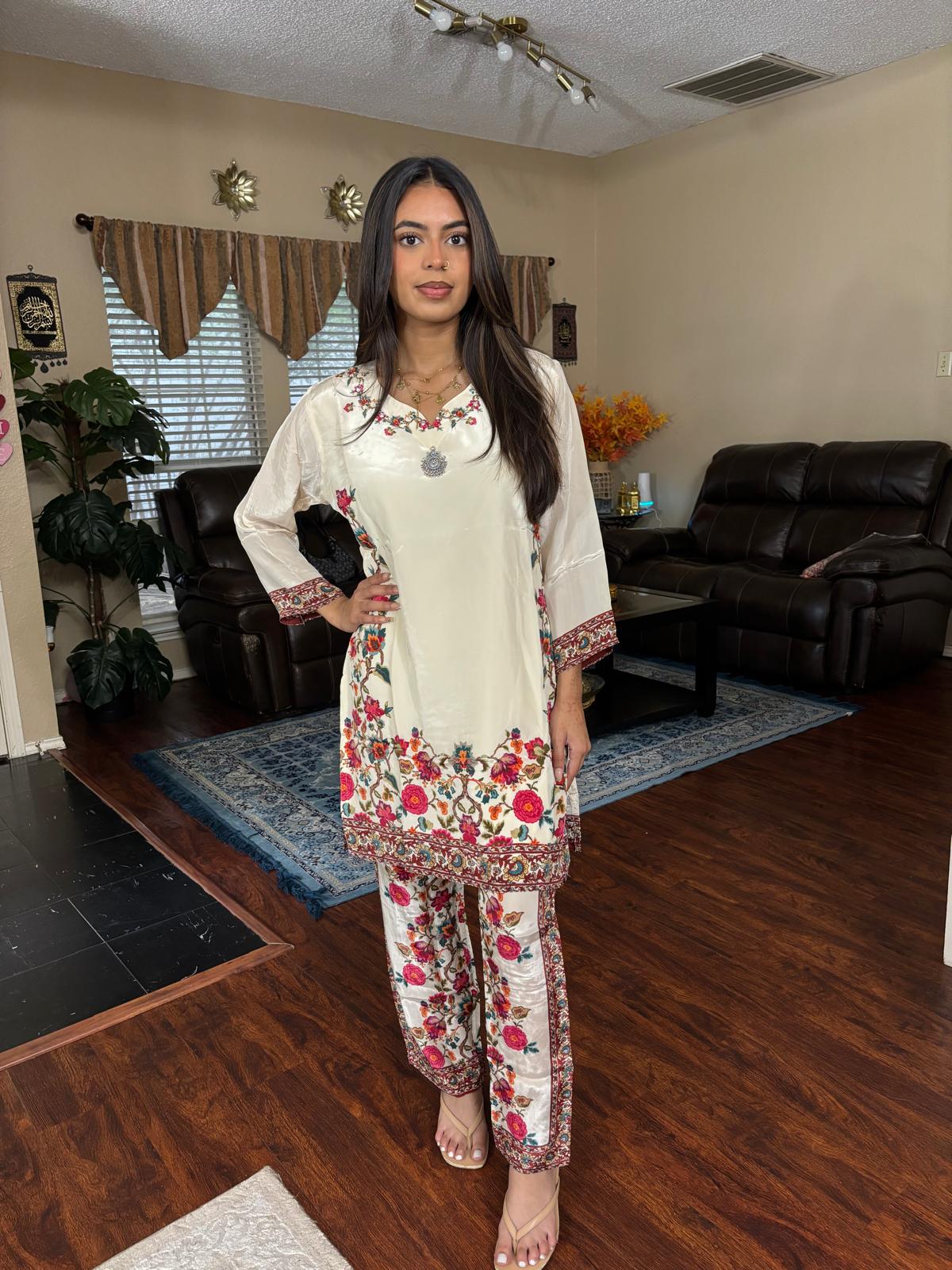 Ivory Floral Print Co-Ord Set