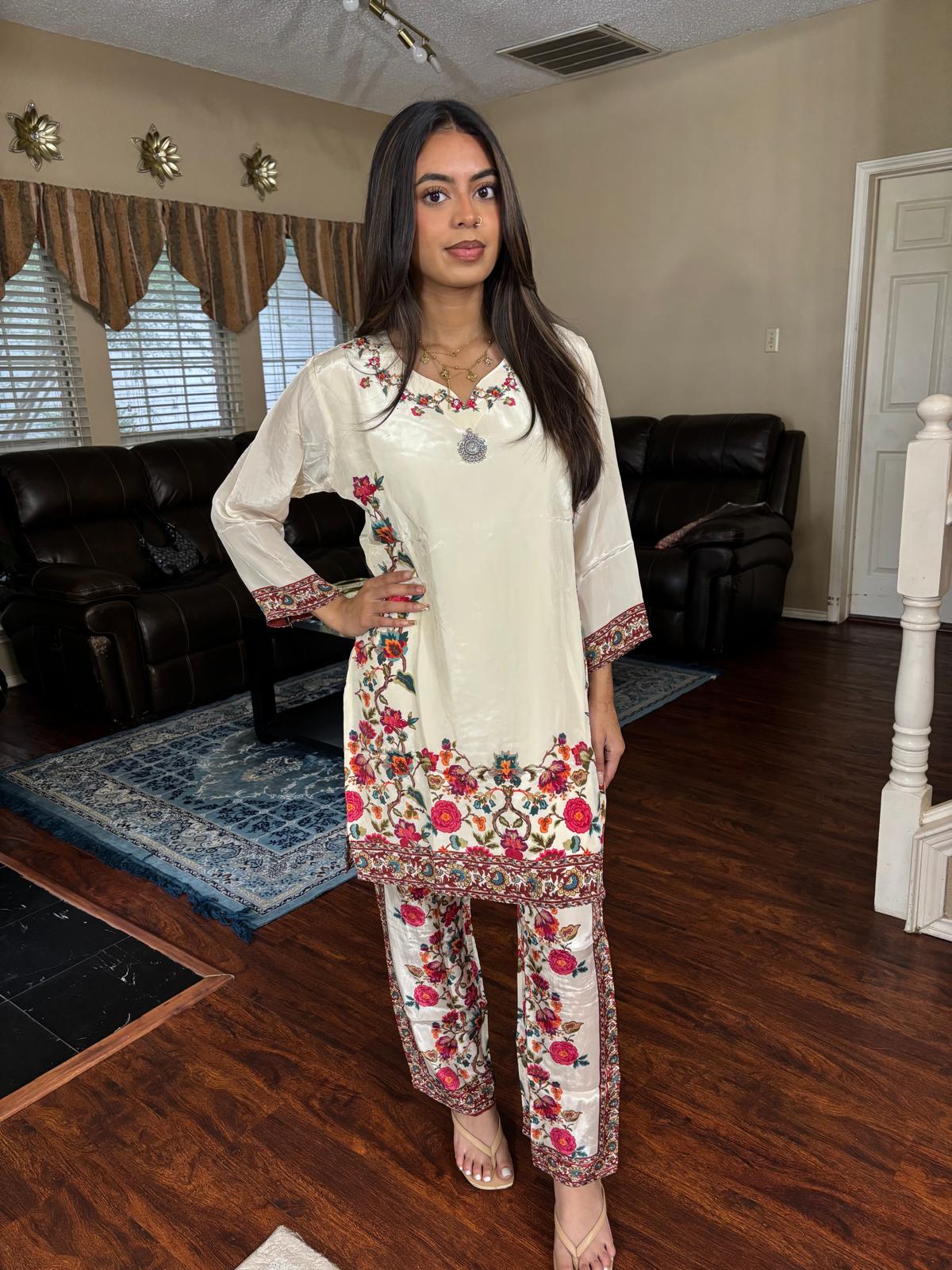 Ivory Floral Print Co-Ord Set