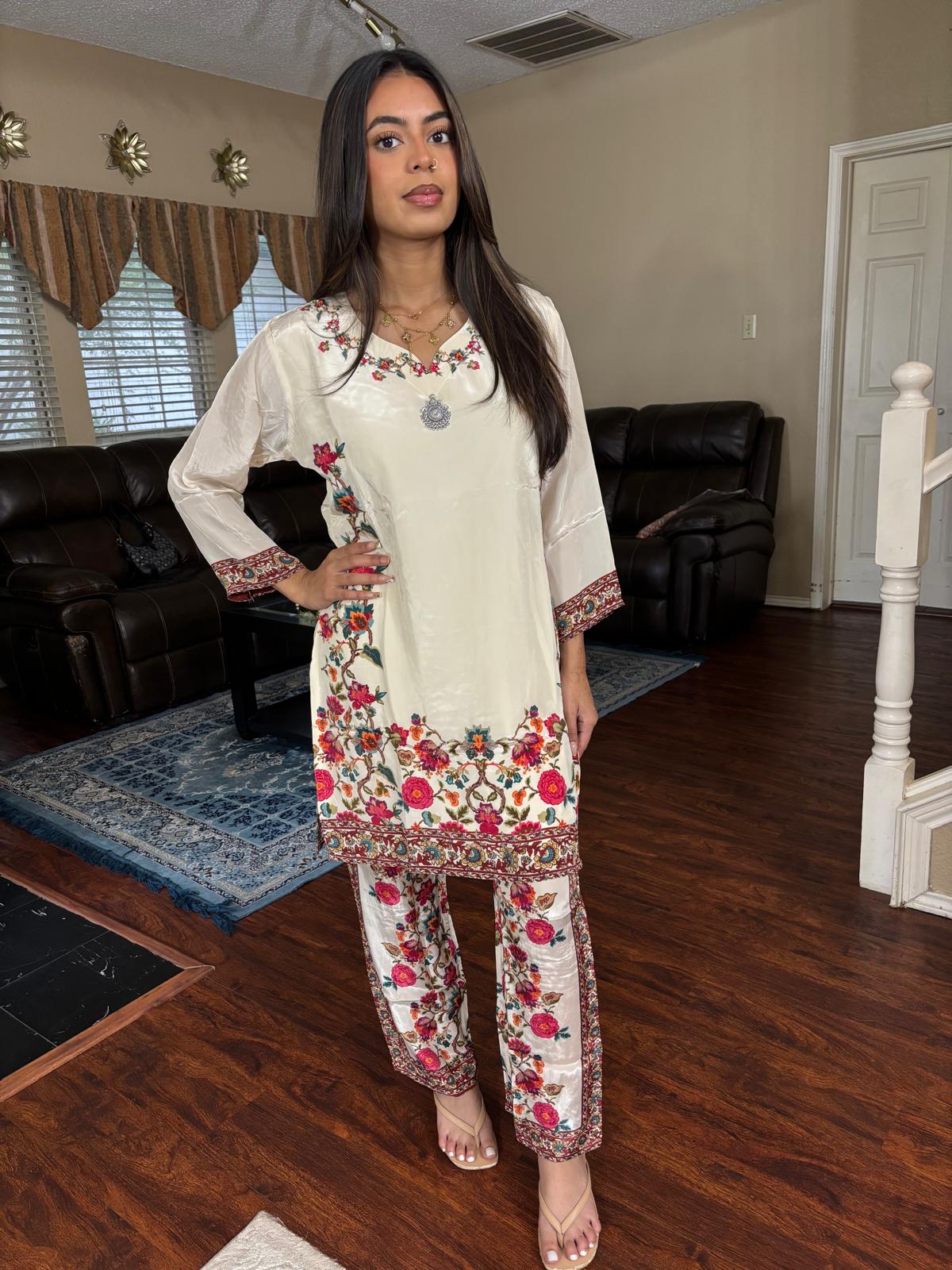 Ivory Floral Print Co-Ord Set