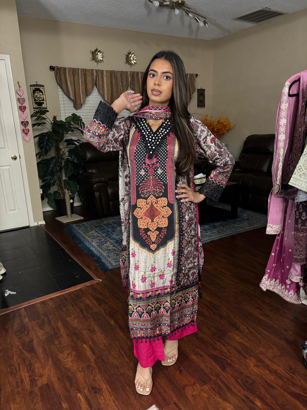 Multicolor Ethnic Digital Print Suit